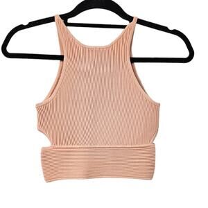 NWT Jonathan Simkhai Cut Out Rib Knit Crop Top Size XS